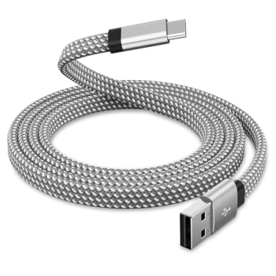 Image of Magtame Magnetic USB C Cable, Coiled A to 3.3ft Charger Flat Type Fast Charging Cord Compatible with Samsung for Device Pad,Silver