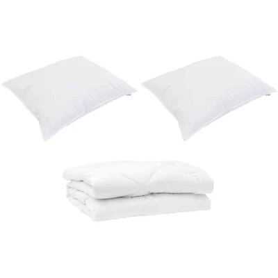 Image of vidaXL Summer Duvet with Pillow 3 pcs White 240 x 200 cm Microfibre