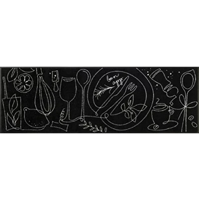 Image of wash+dry Fine Dining Doormat 60 x 180 cm Grey Inside and Outside Washable