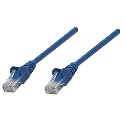 Image of Intellinet Network Patch Cable, Cat5e, 2m, Blue, CCA, U/UTP, PVC, RJ45, Gold Plated Contacts, Snagless, Booted, Polybag