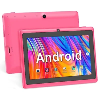 Image of Haehne 7 Inch Tablet PC, Android 5.0 Quad Core A33, 1GB RAM 8GB ROM, Dual Cameras, Capacitive Touch Screen, Bluetooth, WiFi,Pink