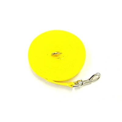 Image of 15ft 4.5m Long Dog Training Lead Obedience Recall Tracking Leash Large 25mm Webbing In Yellow