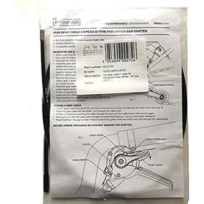 Image of Brompton hub gear cable 3 speed M type 2017 onwards