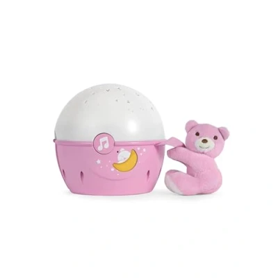 Image of Chicco Next2Stars Baby Night Light, Pink Star Light Projector for Cots and Cribs, Sound Sensor, 3 Effects Music