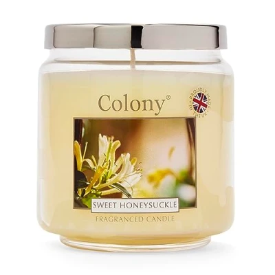 Image of Wax Lyrical, Colony Sweet Honeysuckle Medium Candle Jar, Burn Time of Up to 75 Hours, Yellow