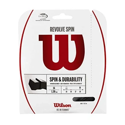 Image of Wilson Tennis Racket String, Revolve Spin, 12.2 m, Black, 1.30 mm, Unisex, WRZ957000