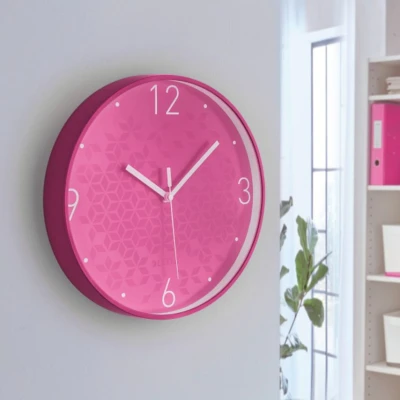 Image of Leitz WOW Quartz Wall Clock, Perfect for Office, Kitchen, Living room and Bathroom, 29 cm Pink