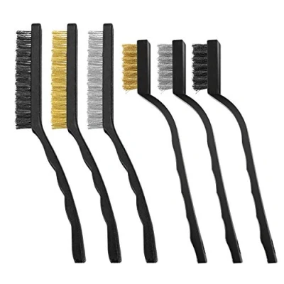 Image of Wire Brush Set, Metal Rust Remover Brushes, Nylon &amp; Copper Brush, Cleaning Paint Welding Slag Scrubber Brushes 7/9 Inches