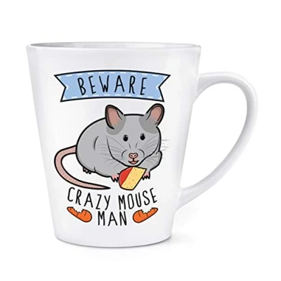 Image of Beware Crazy Mouse Man 12oz Latte Mug Cup