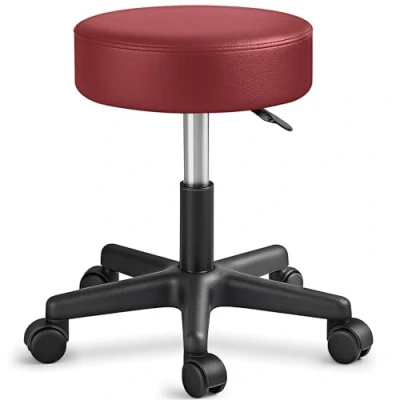 Image of TRESKO® Swivel chair Office stool Beauty salon Medical Rollable stool, Adjustable height, with Wheels, 360 degree rotation, 10 cm cushion, 8 colours (Bordeaux)