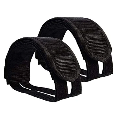 Image of CZ Store Bike Pedal Strap ✮LIFETIME GUARANTEED✮ Heavy Duty Nylon Footrest, Double Adhesive Foot Strip Adjustable Accessory for BMX, MTB, City Bicycle, Stationary Exercise Bikes Set of 2,Black