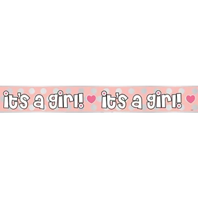 Image of Unique 92190LF Girl Baby Shower Foil Banner Pink 1 Pc