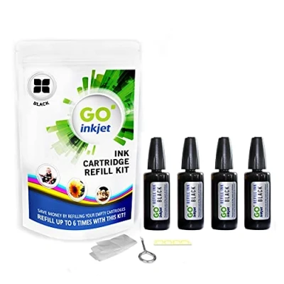 Image of GO Inkjet Black Printer Ink Cartridge Refill Kit for refilling Brother, Canon, Dell, HP, Lexmark Cartridges