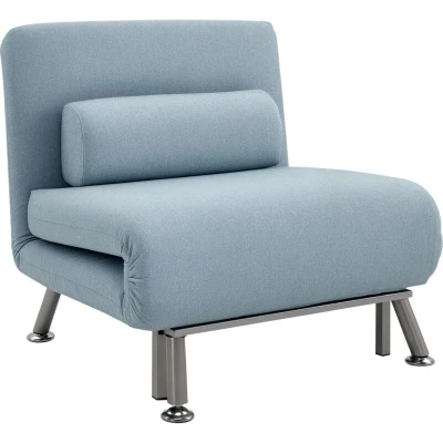 Image of HOMCOM Single Sofa Bed, Chair 3 in 1 Convertible Sleeper with Adjustable Backrest, Pillow, for Living Room, Bedroom, Sky Blue