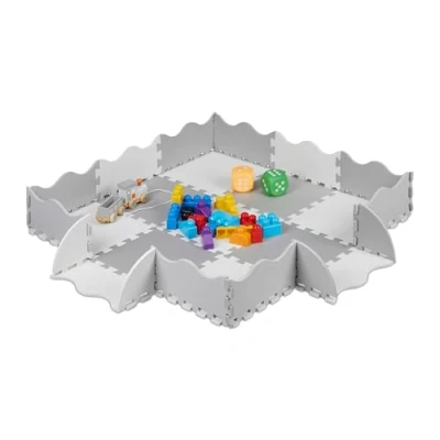 Image of Relaxdays 25 Piece Jigsaw Playmat, Eva, Non Toxic, Interlocking Foam Mats, Soft Play, Indoor Playtime, Grey