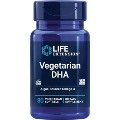 Image of Life Extension, Vegetarian DHA, Algae Oil (Schizochytrium), 30 Vegan Softgels, Gluten Free, Vegetarian, SOYA GMO Free