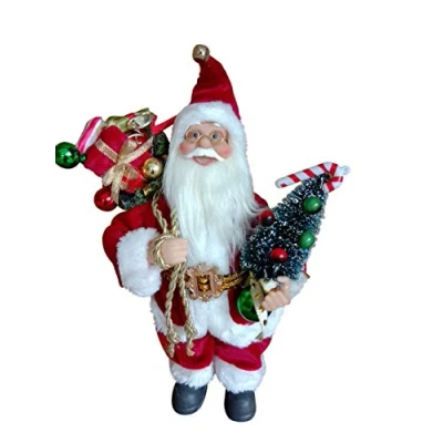Image of Garden Market Place 30cms Tall Father Christmas Figure With a Sack of Presents and Tree Traditional Santa Style