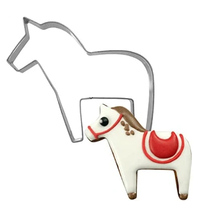Image of Cookie Cutter Mold Stainless Steel Horse Model Stamp Gingerbread Man Shape Cake Decorative Biscuit Pastry Baking Mould