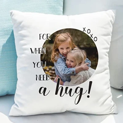 Image of Custom Personalised Need A Hug Photo Upload Any Occasion Cushion and insert/Pillow. Great for Christmas, Birthdays, Friends, Mother&#039;s Day, Father&#039;s Day