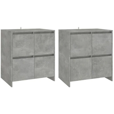 Image of vidaXL Sideboards 2 pcs Concrete Grey 70x41x75 cm Engineered Wood