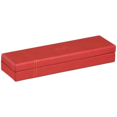 Image of RHODIA 319783C Poppy Pencil Case 21 x 5.5 3 cm Orange Saddle Stitching Faux Leather Exterior Rhodiarama Home Office Collection Organization &amp; Design Storage