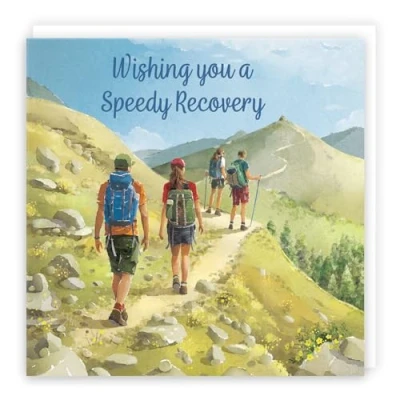 Image of Hunts England Walking Wishing You A Speedy Recovery Card For Him, Her Milo&#039;s Gallery Walkers Get Well Feel Better Soon Hiking Fans Boys, Girls, Men, Women