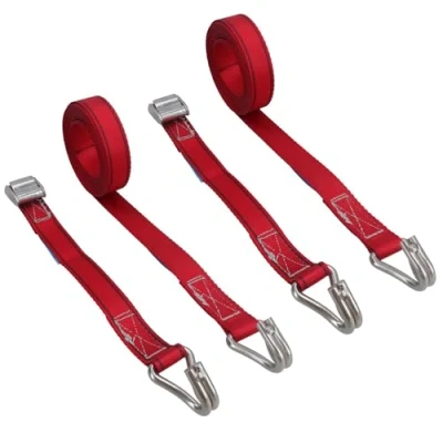 Image of 2pk Cam Buckle Strap Stainless Steel 3.7m Tie Luggage Straps Marine Grade Claw Hooks