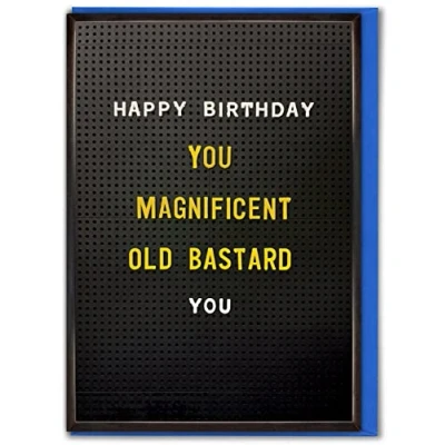 Image of Brainbox Candy Rude Birthday Card &#039;Magnificent Old Bastard&#039; Cheeky Cards For Him Her Funny Humour Men Women Friends Mates