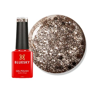 Image of Bluesky Gel Nail Polish, Luxury Gold BSH015, Glitter, Long Lasting, Chip Resistant, 5ml (Requires Drying Under UV LED Lamp)