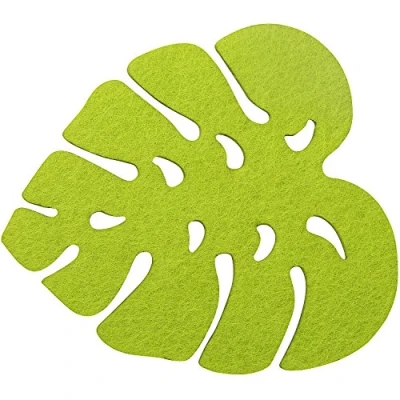 Image of Fackelmann Coaster Set &quot;Tropical&quot; of Felt, Green, 3.5 x 4 Inch, Piece