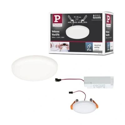 Image of Paulmann 92390 LED panel recessed luminaire Veluna VariFit IP44 neutral white 75mm round incl. 1x4.5 watt satin ceiling lamp plastic 4000 K