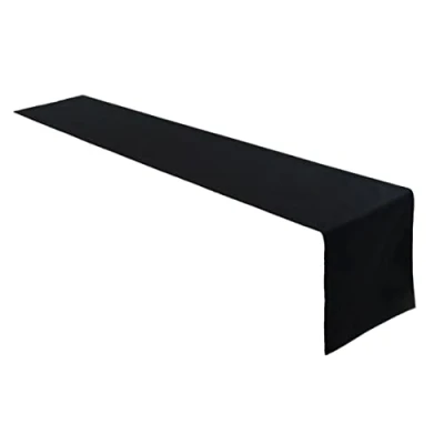 Image of Lemos Home Table Runner Linen Made from 100% Cotton Collection Concept, Choice of Colours and Sizes (Table 40 x 180 cm, Black)