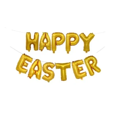 Image of Gold Happy Easter Banner Foil Balloon, 2m