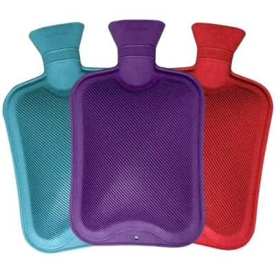 Image of Pack of 3 Hot Water Bottles x3 Natural Rubber 2 Litre Perfect Bag for Pain Relief (Red, Blue &amp; Purple)
