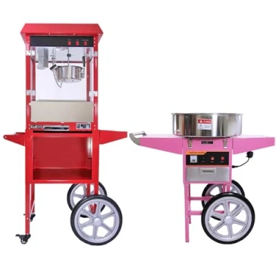 Image of Candy Floss Machine Commercial Maker and Popcorn with Cart Stainless Steel Tray Electric Wedding Party Event Catering
