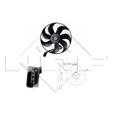 Image of 1C0959455C, 1J0959455M Cooling fan NRF 47064 350mm 12V 250W without radiator shroud VOLKSWAGEN: Golf 4, Polo IV Hatchback, Lupo / 3L
