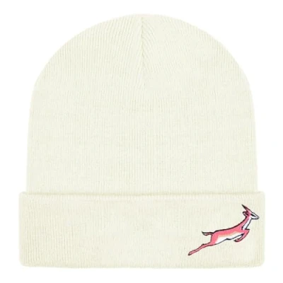 Image of TeddyT&#039;s Womens Cream Springbok Embroidered Luxury Soft Rib Beanie Hat