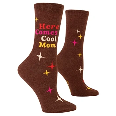 Image of Blue Q women&#039;s Novelty Crew Socks (fit shoe Size 5 10), Here Comes Cool Mom, One