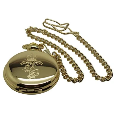 Image of REME Gold Army Crested Badge Pocket Watch Military Crest Wooden Gift in Case