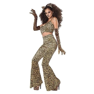Image of California Costumes 01260 Leopard Pant Set Character Adult Sized Costumes, Tan/Black, XL