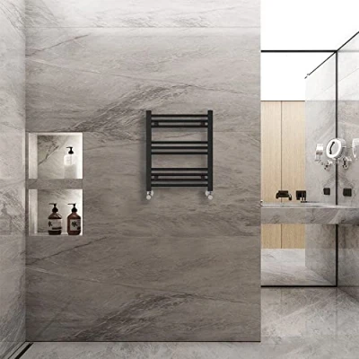 Image of Warmehaus Straight Heated Towel Rail Radiator Ladder Black 600x500mm Central Heating Radiators for Bathroom Kitchen