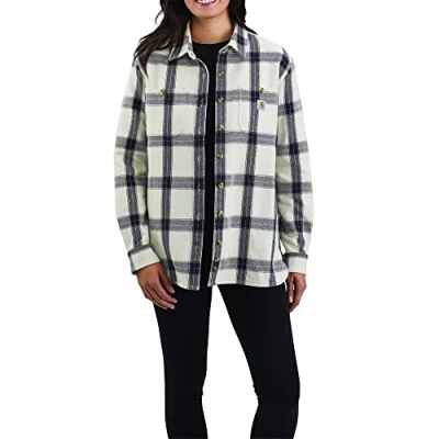 Image of Carhartt Womens Heavyweight Twill Long Sleeve Plaid Shirt