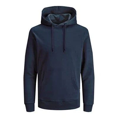 Image of JACK &amp; JONES Male Plain Hoodie, Blue (insignia blue), 3XL