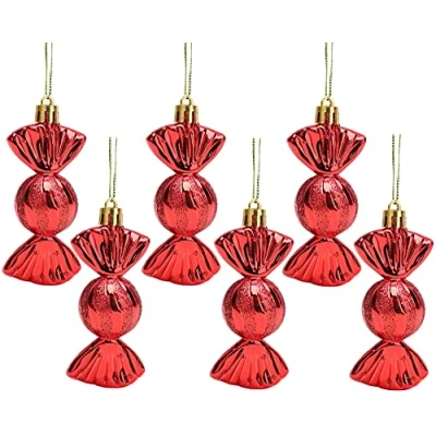 Image of Christmas Concepts® Pack of 690mm Sweet Shaped Baubles Shiny &amp; Glitter Decorated Tree Decorations (Red)
