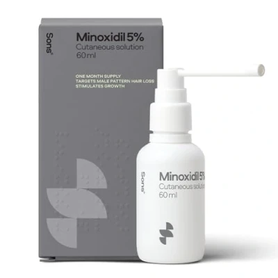 Image of Sons Minoxidil 5% Cutaneous Solution, Hair Regrowth &amp; Thickener Formula, For Loss Thinning in Men, Reactivates Shrunken Follicles, Precision Application System, 1 Month Supply