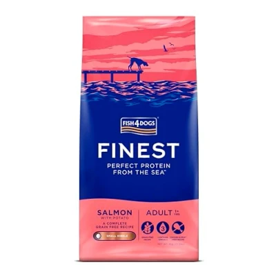 Image of Fish4Dogs Finest Salmon and Potato Dog Food Natural, Hypoallergenic Great for Healthy Skin Coat Rich in Omega 3, 6 9 (Small Kibble 6kg)