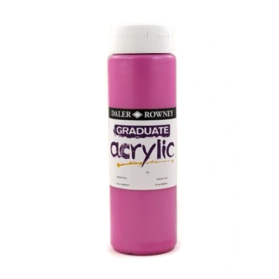 Image of Daler Rowney Graduate Acrylic Paint, Plastic Bottle, 16.91oz 500 ml, Metallic Pink