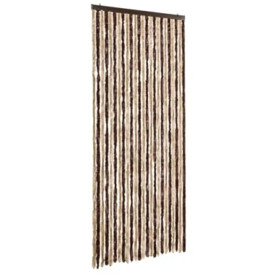 Image of vidaXL Insect Curtain Beige and Light Brown 100x220cm Chenille Bug Door Mesh