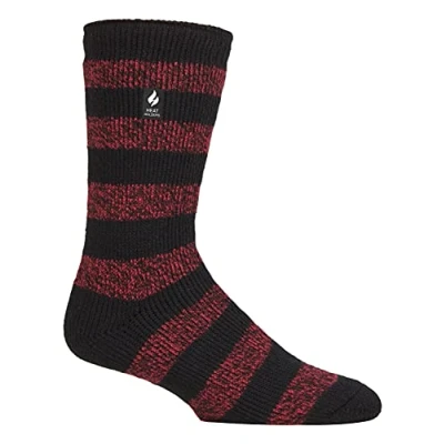 Image of HEAT HOLDERS Mens Extra Thick Thermal Socks for Winter Warm Fluffy Fleece Insulated Gifts Men (6 11, Black/Red (Palermo))