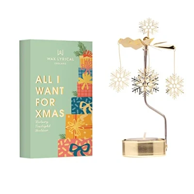 Image of Wax Lyrical, Rotating Tea Light Holder, All I Want For Xmas, GREEN, one size